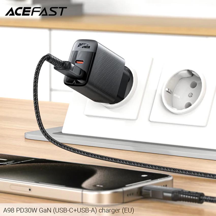 Мережевий USB адаптер ACEFAST A98 GaN 30W Black