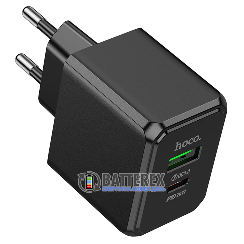 Мережевий USB адаптер HOCO CS14A PD20W+QC3.0 20W Black