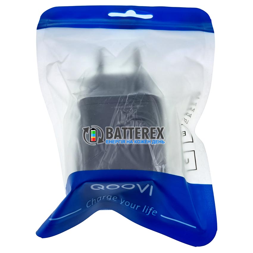 Сетевое USB зарядное устройство QUUVI B405 GaN Power Adapter C+U PD 45W Black на 2 порта USB+Type-C c быстрой зарядкой QC3.0 и PD