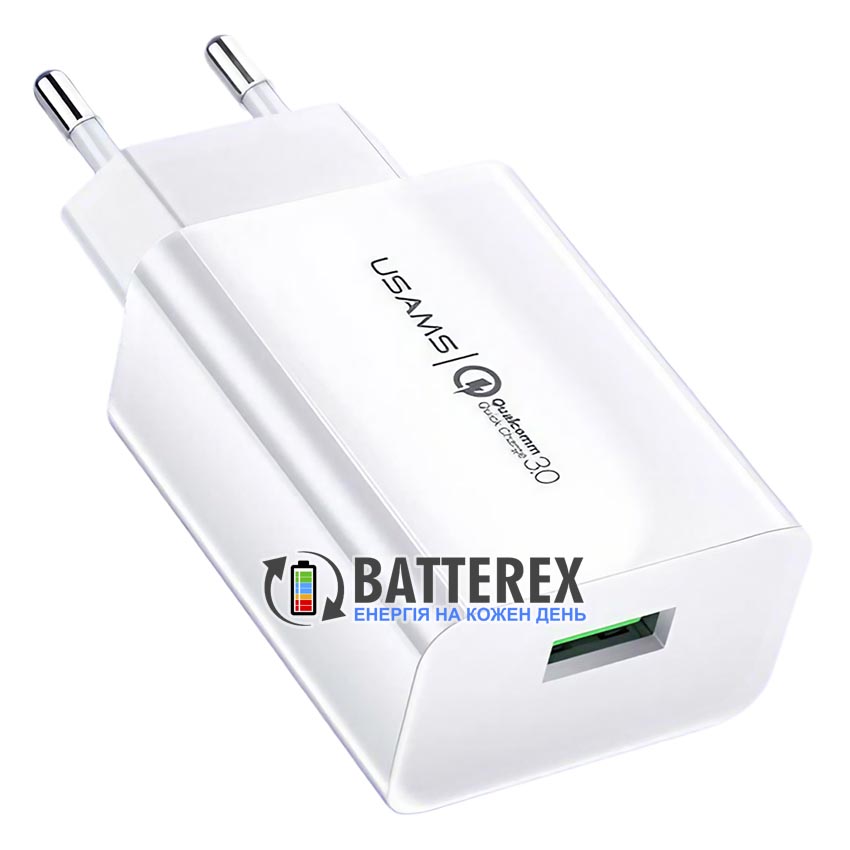 USB зарядний пристрій USAMS US-CC083 T22 Travel Charger White QC3.0 18W