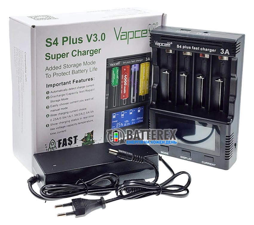 Зарядний пристрій Vapcell S4 Plus v3.0