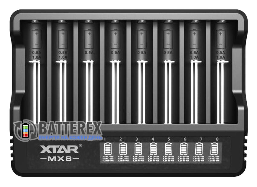 Зарядний пристрій XTAR MX8 на 8 акумуляторів Зарядний пристрій XTAR MX8 на 8 акумуляторів