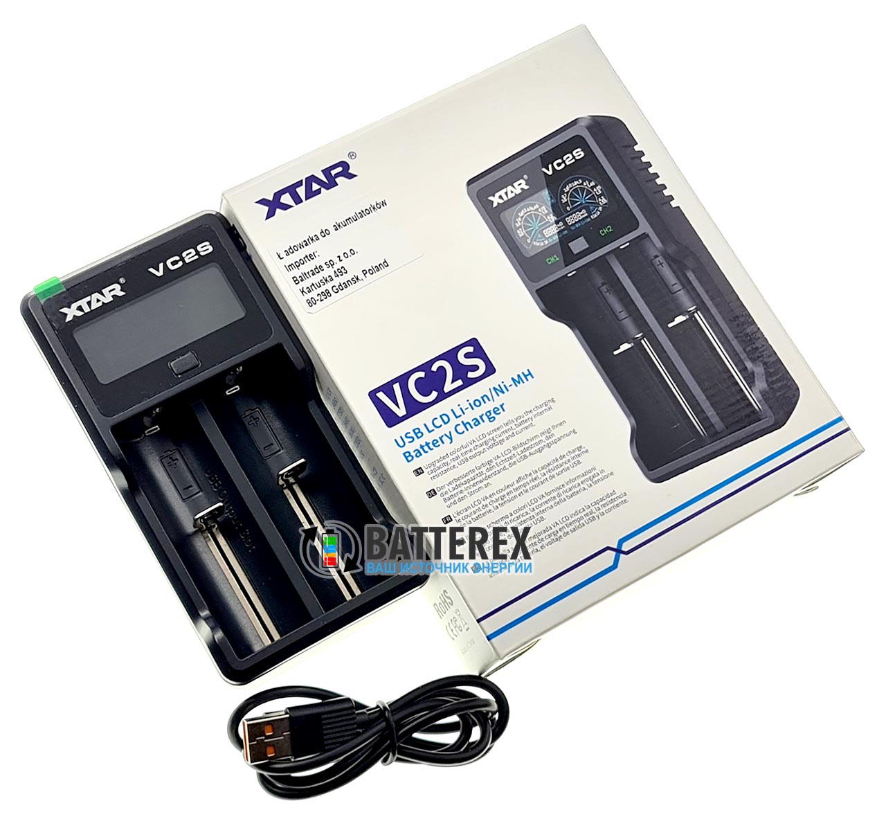 Зарядное устройство XTAR VC2S на 2 аккумулятора